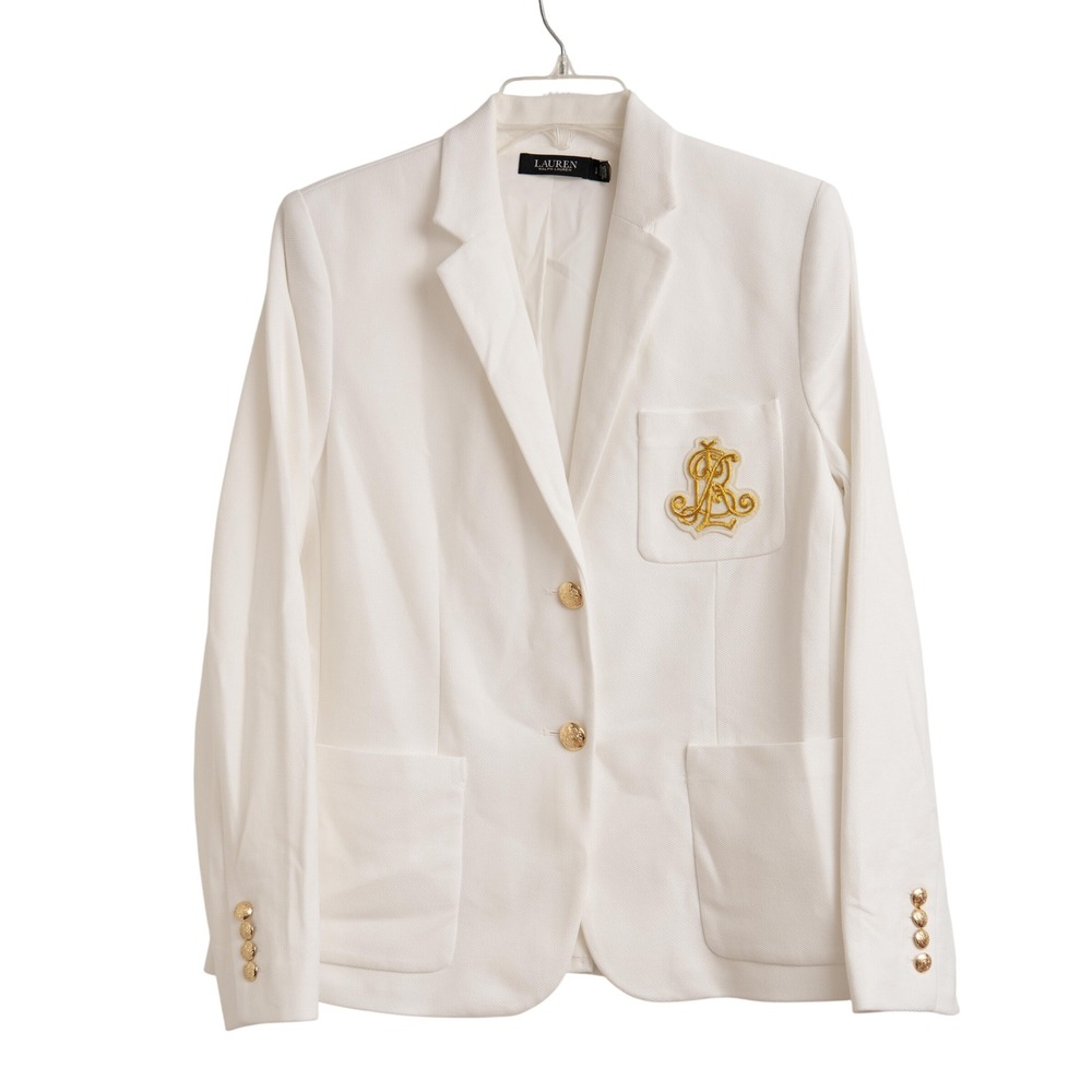 Ralph Lauren Black Label White Crested Blazer Gold Patch OId Money Quiet Luxury
